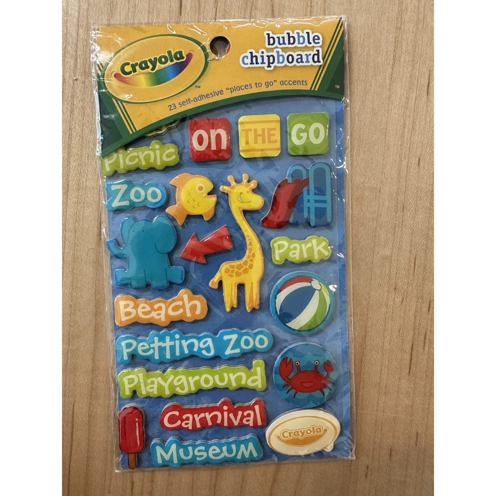 Rare crayola bubble chipboard stickers Sealed Places To Go